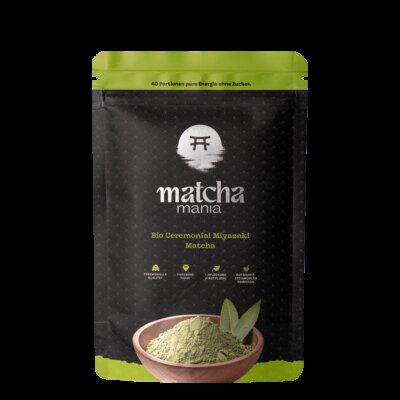 Matcha Mania Produkte Bio Ceremonial Miyazaki Matcha 80g Beutel