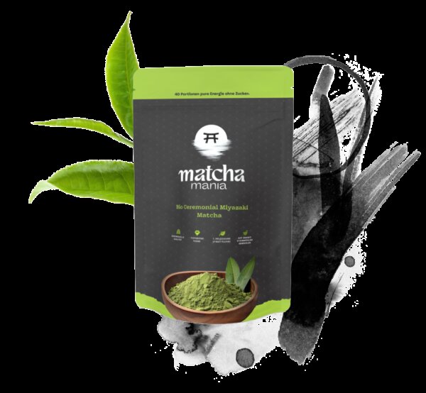 Matcha Mania Produkte Bio Ceremonial Miyazaki Matcha 80g Beutel Detail