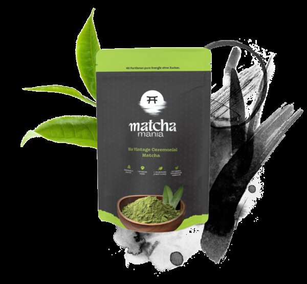 Matcha Mania Produkte Bio Vintage Ceremonial Matcha 80g Beutel Detail