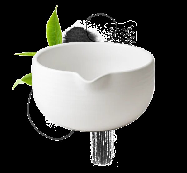Matcha Mania Produkte Schale weiss Ausguss Detail