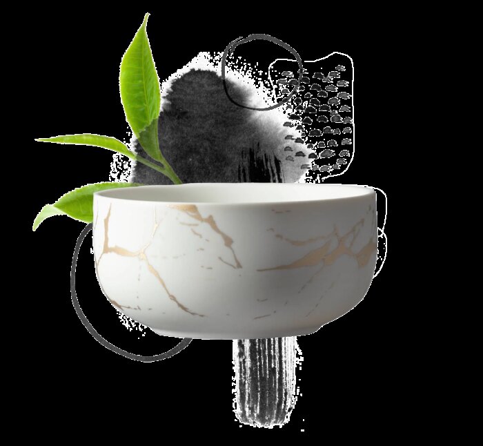Matcha Mania Produkte Schale weiss gold Detail