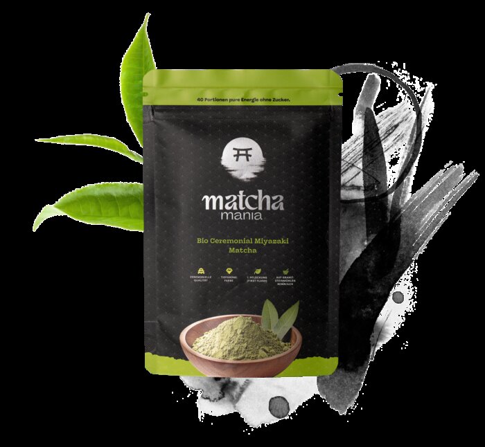 Matcha Mania Produkte Bio Ceremonial Miyazaki Matcha 80g Beutel Detail