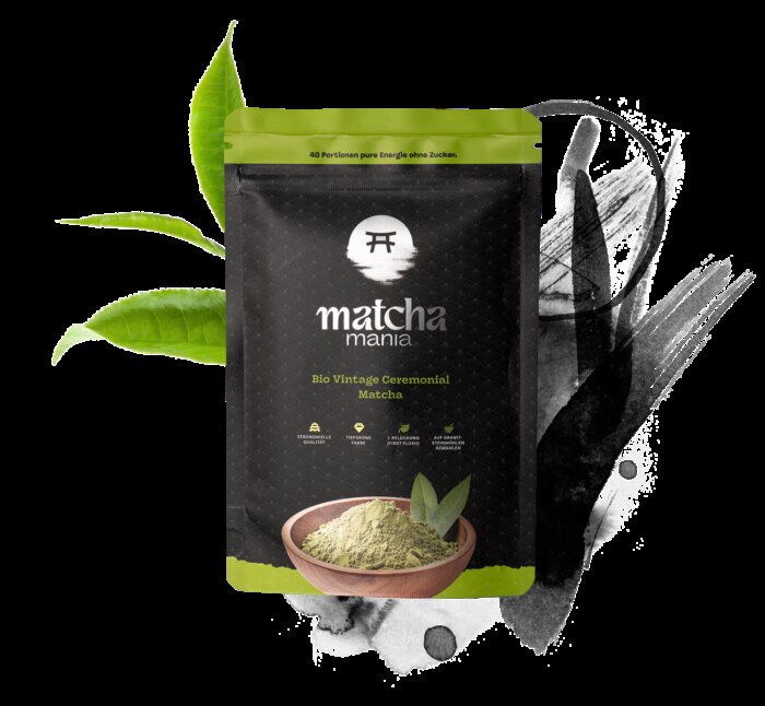 Matcha Mania Produkte Bio Vintage Ceremonial Matcha 80g Beutel Detail